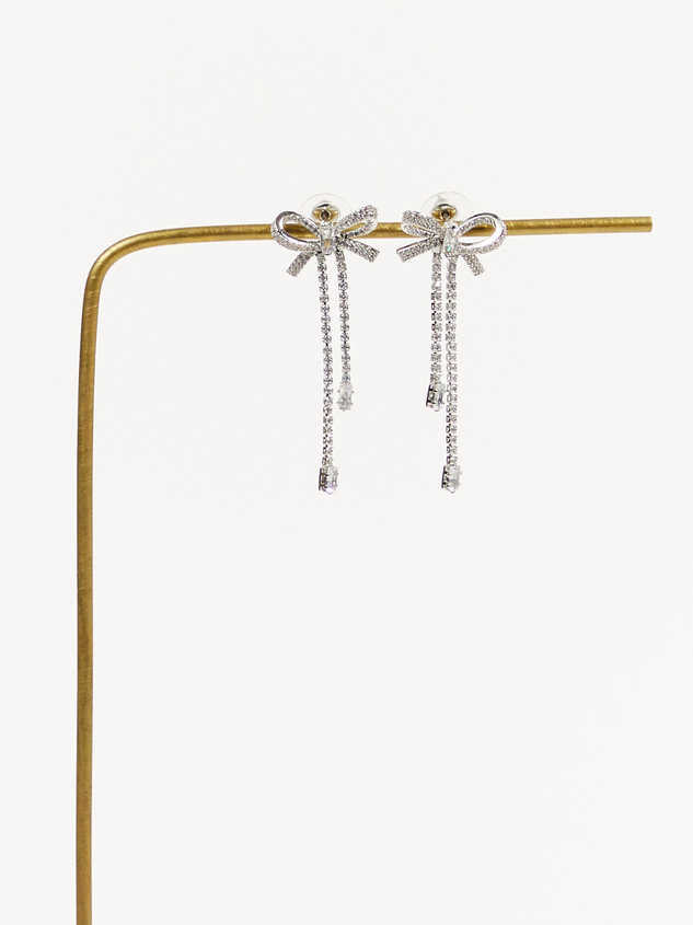 Crystal Bow Earrings Detail 2 - ARULA
