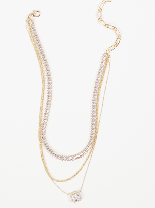 Three Layer Crystal Charm Necklace - ARULA