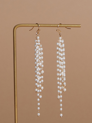 Pearl Fringe Dangle Earrings - ARULA