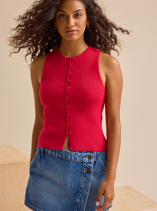 Ava Button Up Knit Top - ARULA - 