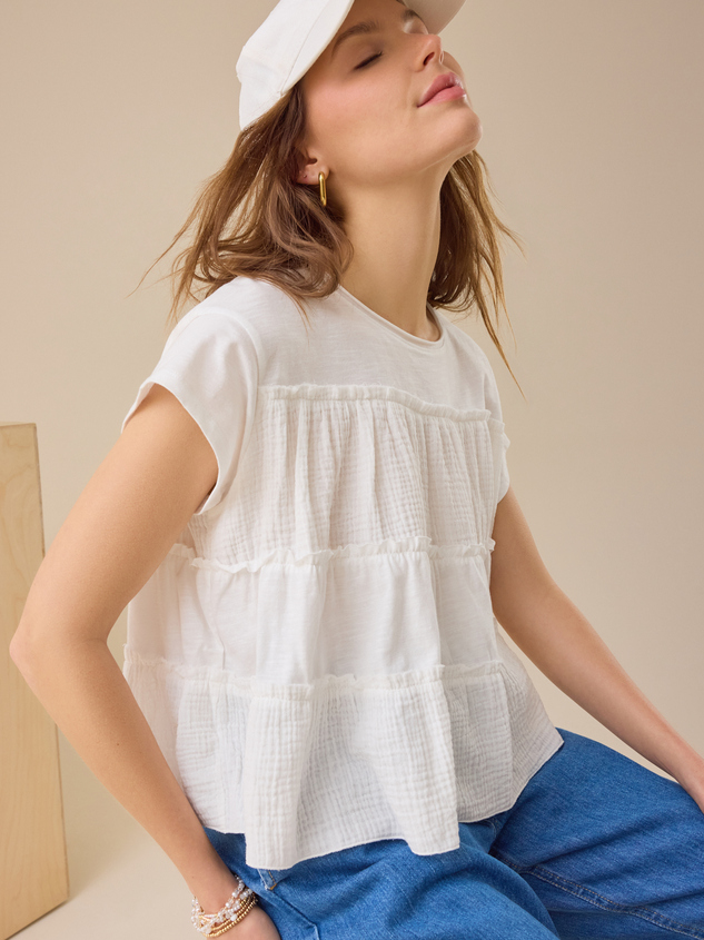 Rebecca Tiered Babydoll Top Detail 3 - ARULA