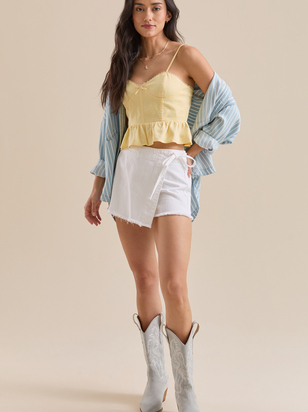 Dylan Side Tie Denim Skort - ARULA