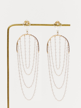 18K Gold Crystal Arch Dangle Earrings - ARULA