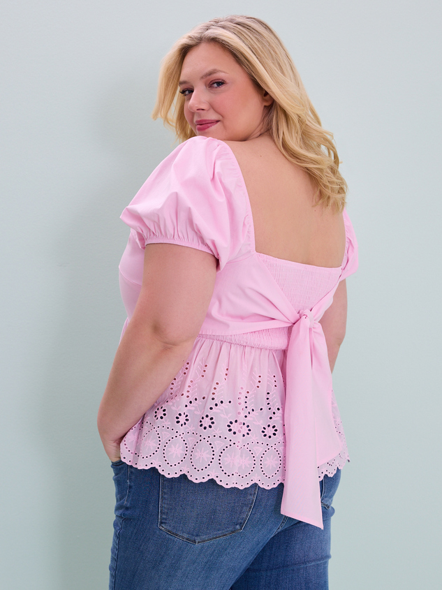 Camara Eyelet Babydoll Top Detail 4 - ARULA