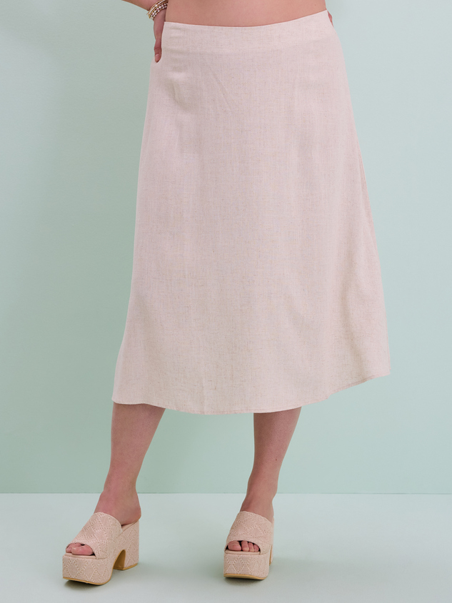 Ella Mae Linen Midi Skirt Detail 2 - ARULA