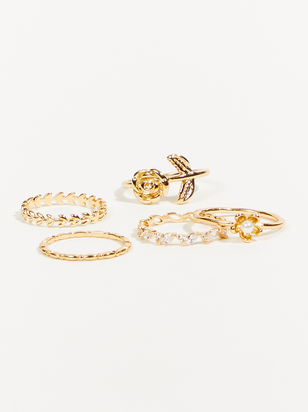 Pretty Flower Dainty Ring 5 Pack - ARULA