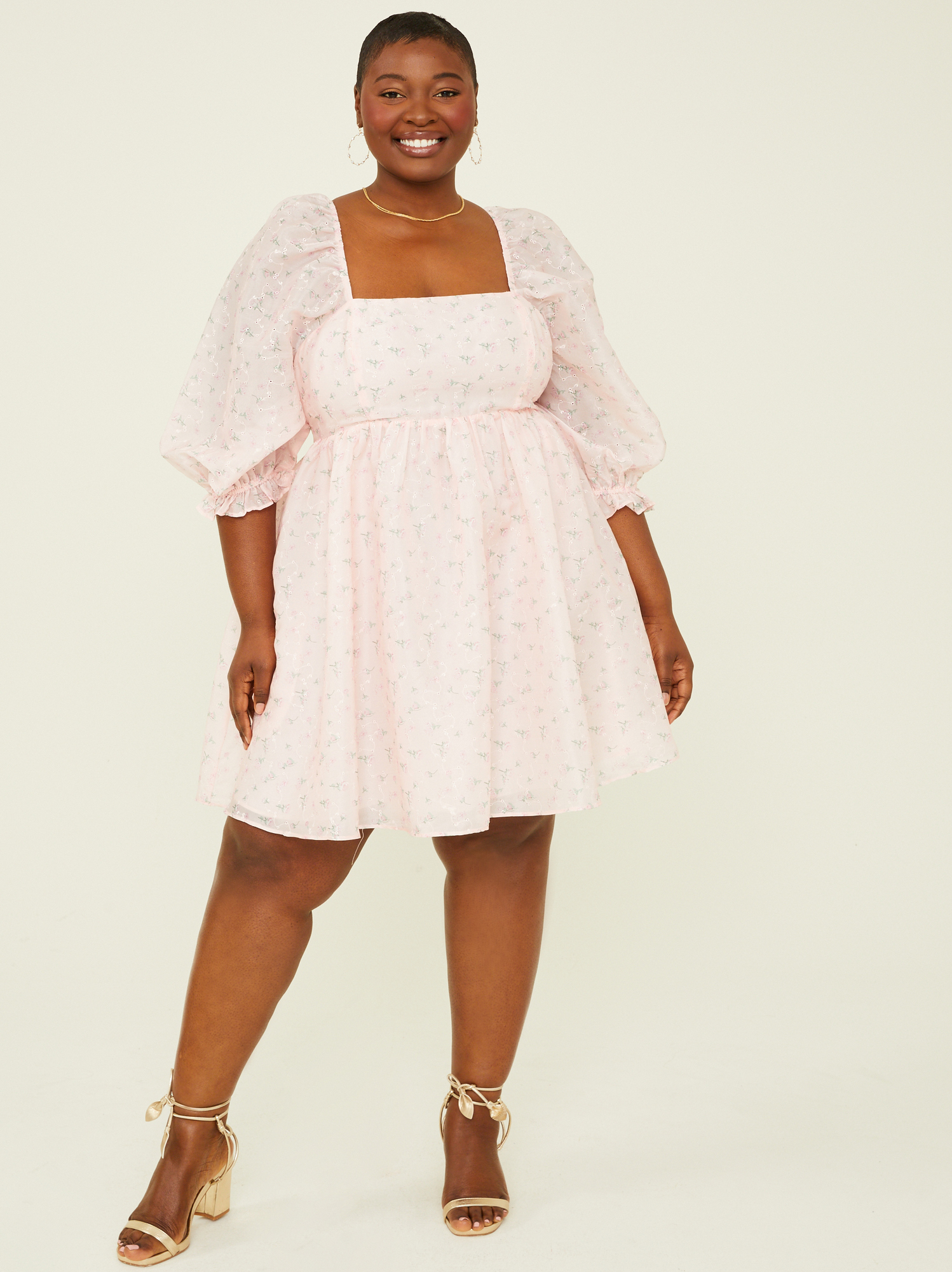 Embroidered babydoll dress sales