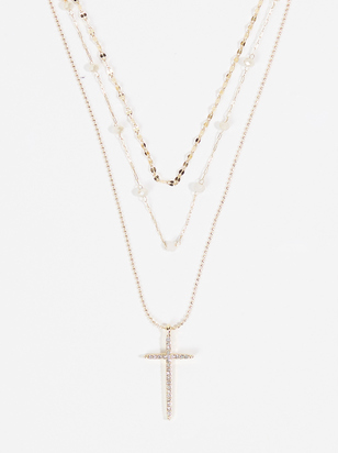 Gemma Layered Cross Necklace - ARULA