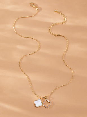 18K Gold Double Clover Necklace - ARULA - 