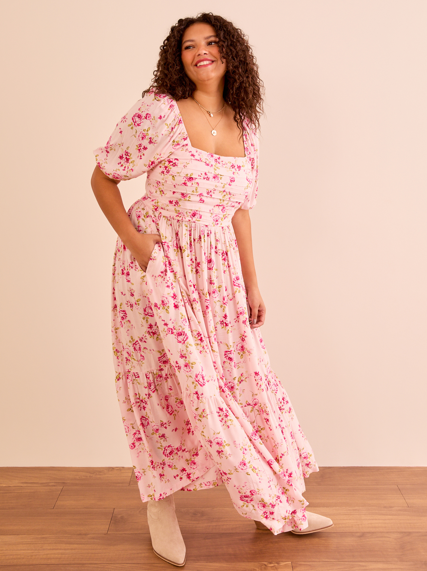 Wilow Floral Maxi Dress in Pink Multi Arula