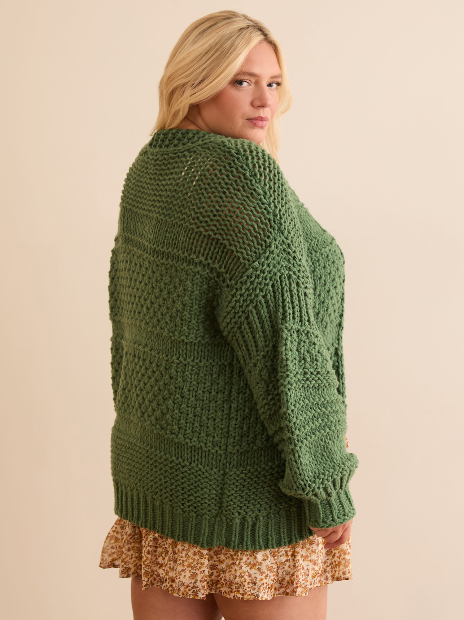 Green chunky knit cardigan shop