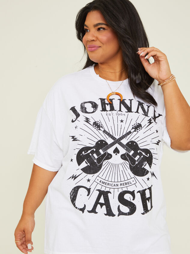 Johnny Cash Guitar Oversized Tee Detail 1 - ARULA