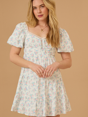 Nyari Tie Front Floral Mini Dress - ARULA