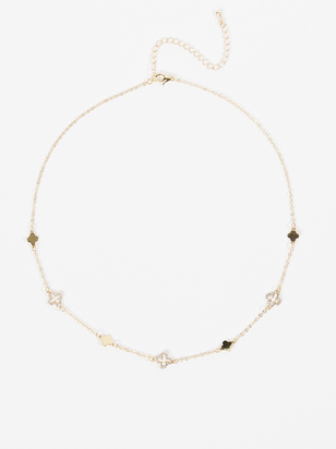 Crystal Clover Link Choker Necklace - ARULA