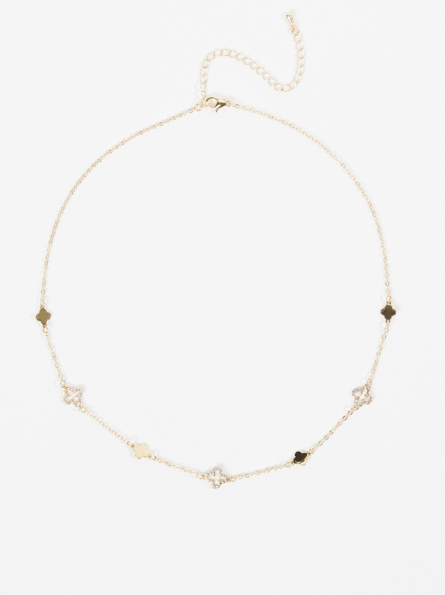 Crystal Clover Link Choker Necklace - ARULA