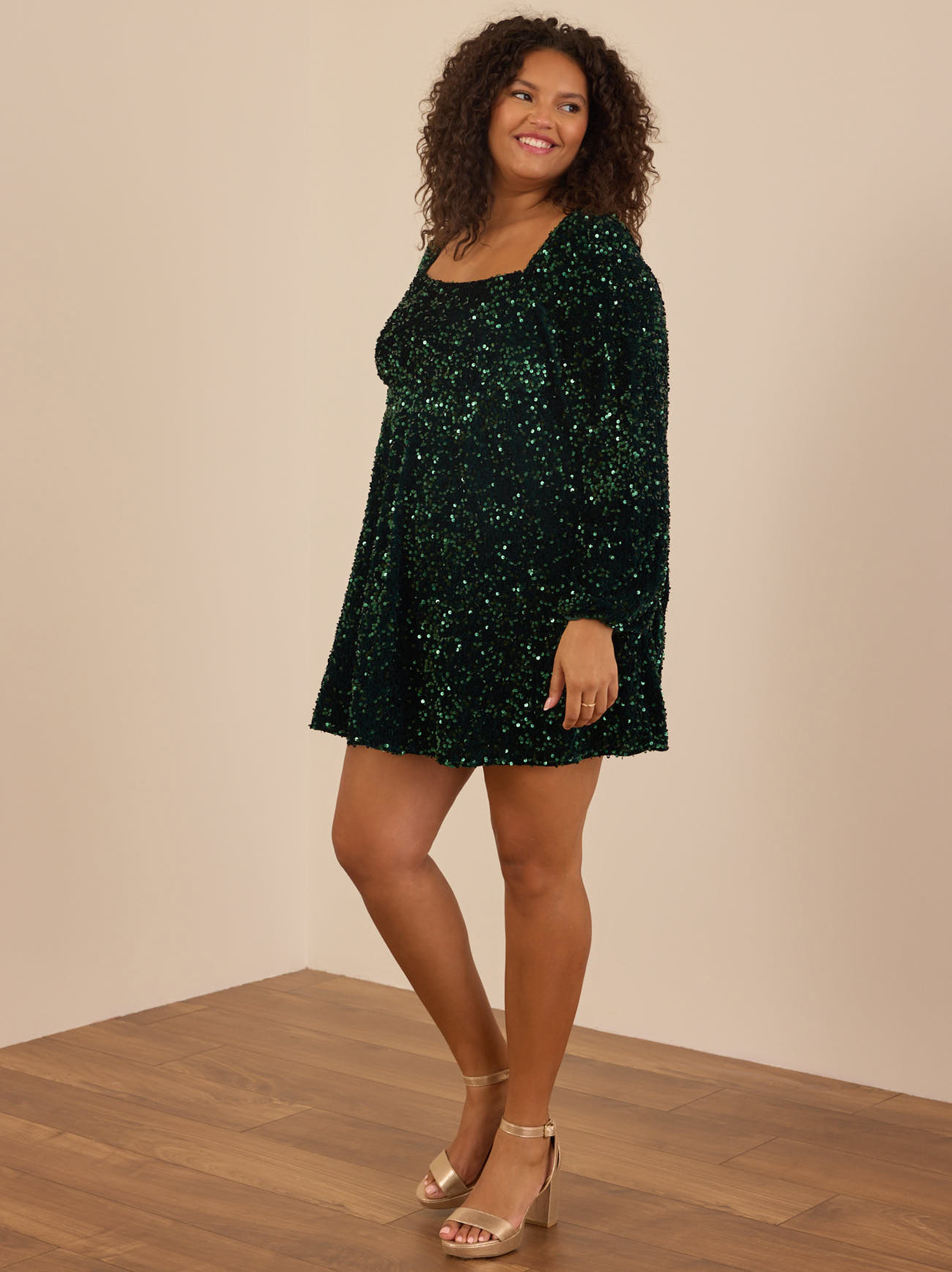 Sequin babydoll dress outlet