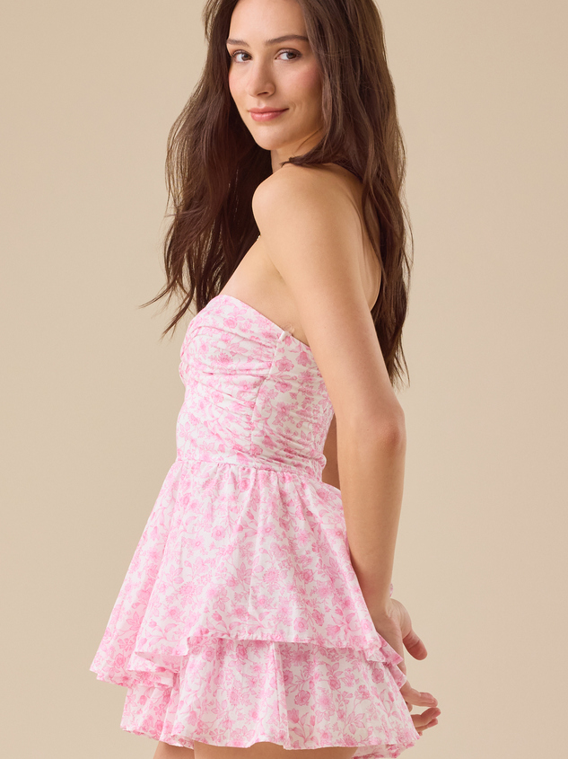 Melanie Strapless Floral Romper Detail 3 - ARULA
