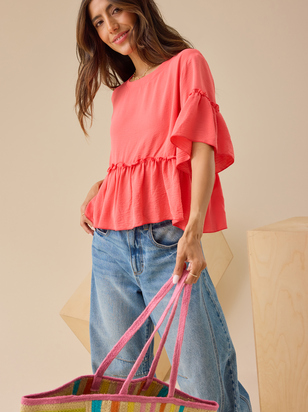 Lori Ruffle Sleeve Top - ARULA - 