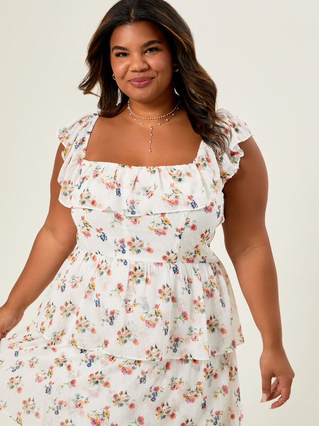 Lucy Floral Tiered Dress Detail 5 - ARULA