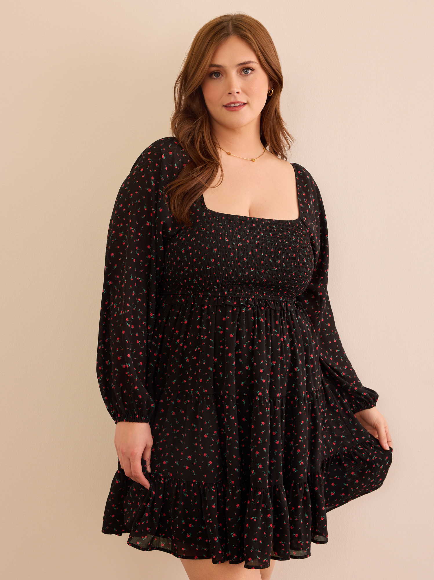 Marissa Floral Mini Dress in Black | Arula