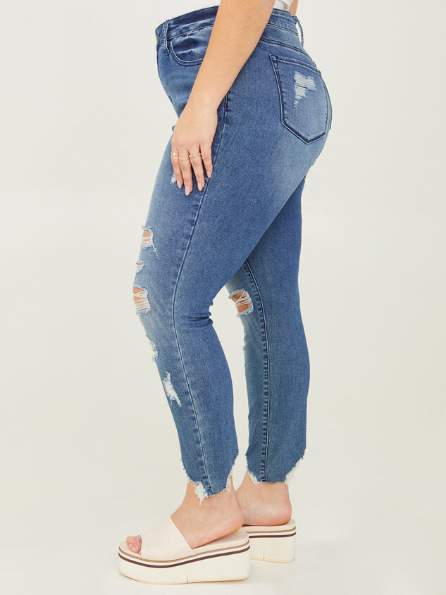 Incrediflex 26" Destructed Skinny Jeans Detail 3 - ARULA