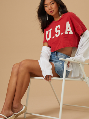USA Cropped Graphic Tee - ARULA