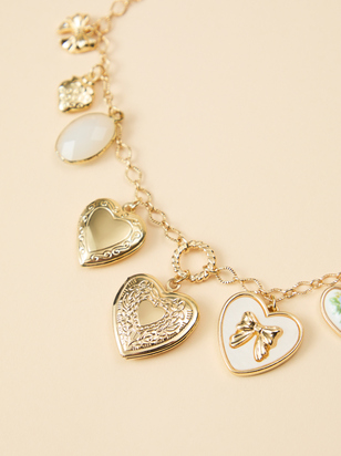 Bow Heart Charm Necklace - ARULA
