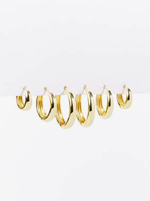 Crescent Hoop Earring Trio Pack - ARULA