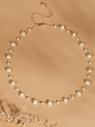 Dainty Pearl Stone Choker Necklace - ARULA