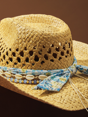 Seaside Bloom Straw Cowboy Hat - ARULA