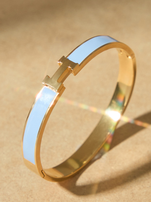 Stainless Steel H Bangle Bracelet - ARULA - 
