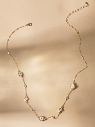 Mother of Pearl Diamond Clover Choker - ARULA