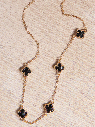 Black Crystal Clover Choker - ARULA