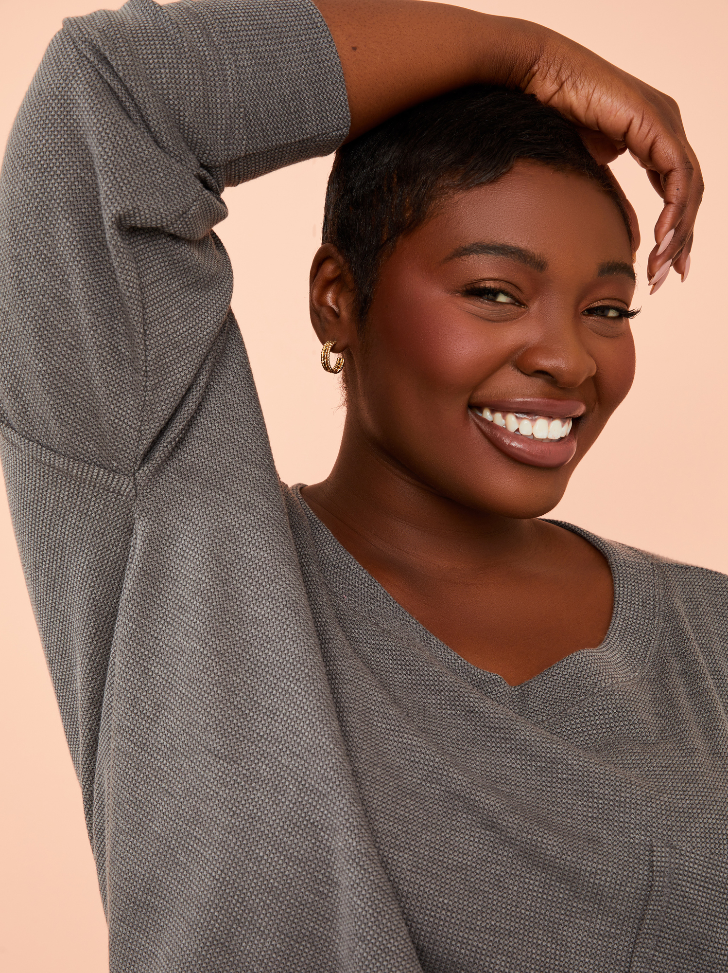 Waffle sales knit blouse