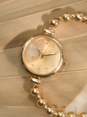 Gold Beaded Pull Tie Watch - ARULA