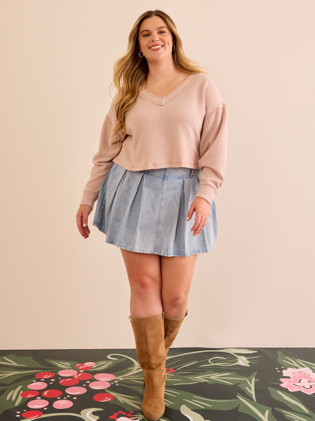Mae Denim Pleated Skort - ARULA