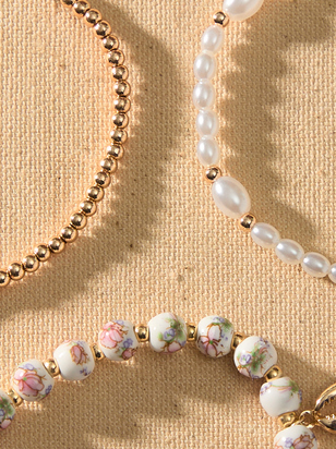 Beachy Bloom Charm Bracelet Set - ARULA