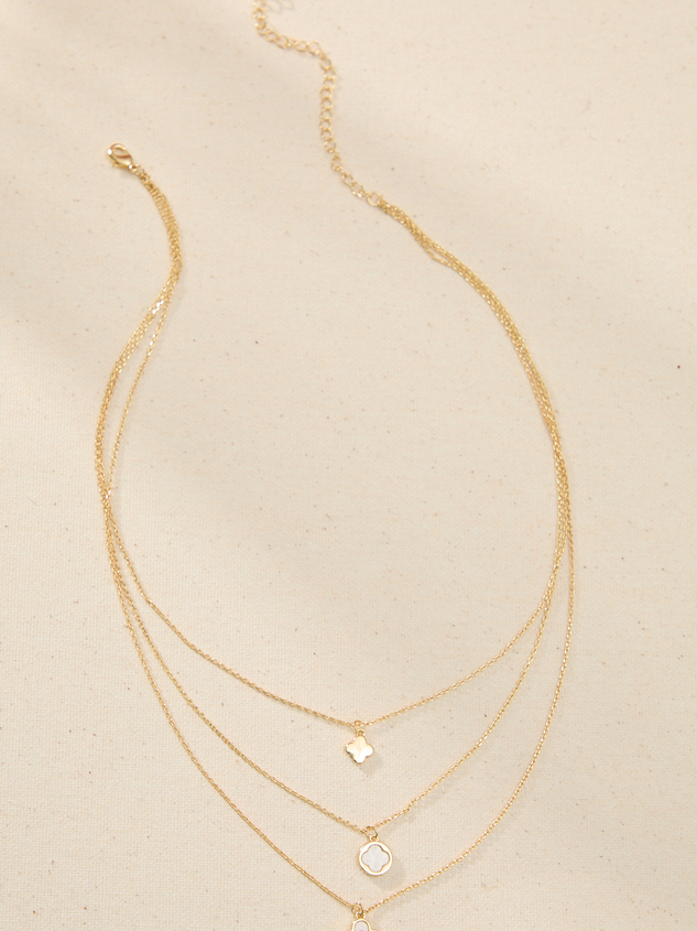 Clover Cascade Charm Necklace Detail 2 - ARULA