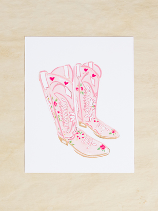 Pink Cowgirl Boots Print - ARULA