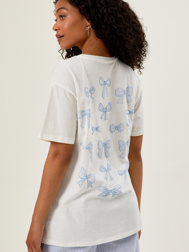 Blue Bow Graphic Tee Detail 4 - ARULA