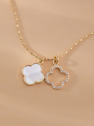 18K Gold Double Clover Necklace - ARULA