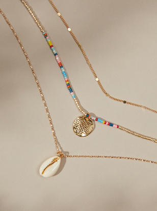 Layered Shell & Beaded Necklace - ARULA