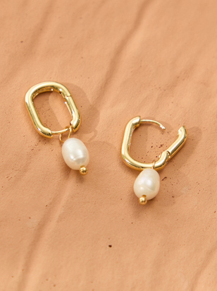 Rectangle Pearl Hoop - ARULA