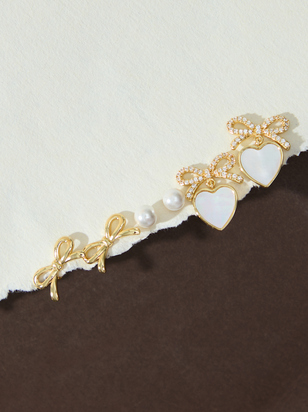 Bow Heart Mini Hoop Set - ARULA - 