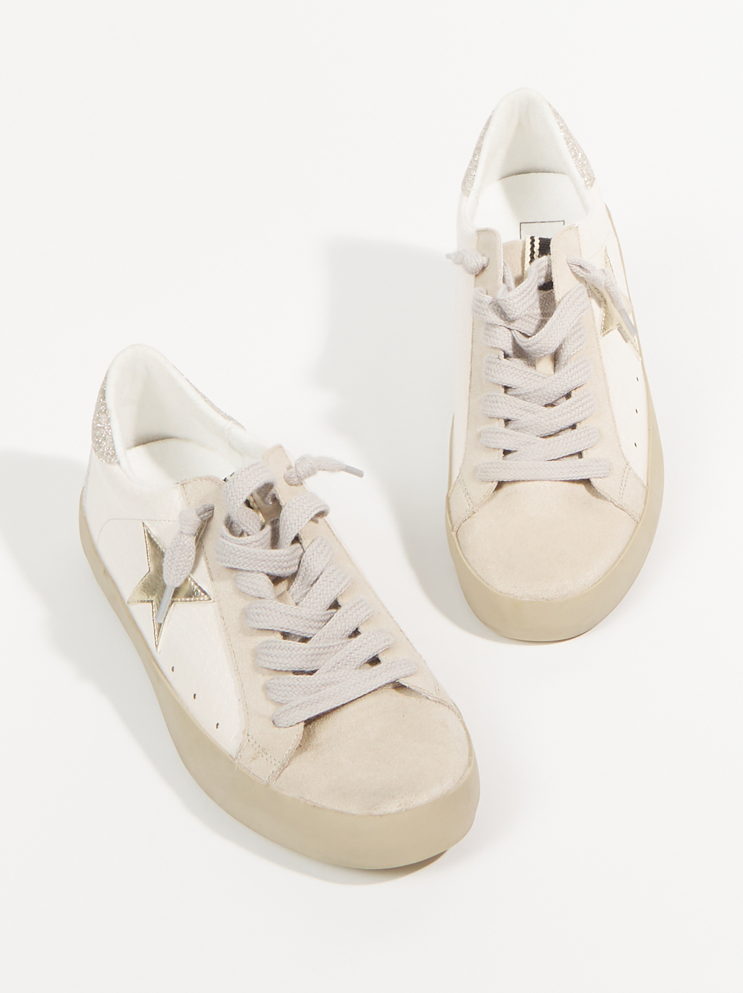 Star patch lace up splice sneakers shop