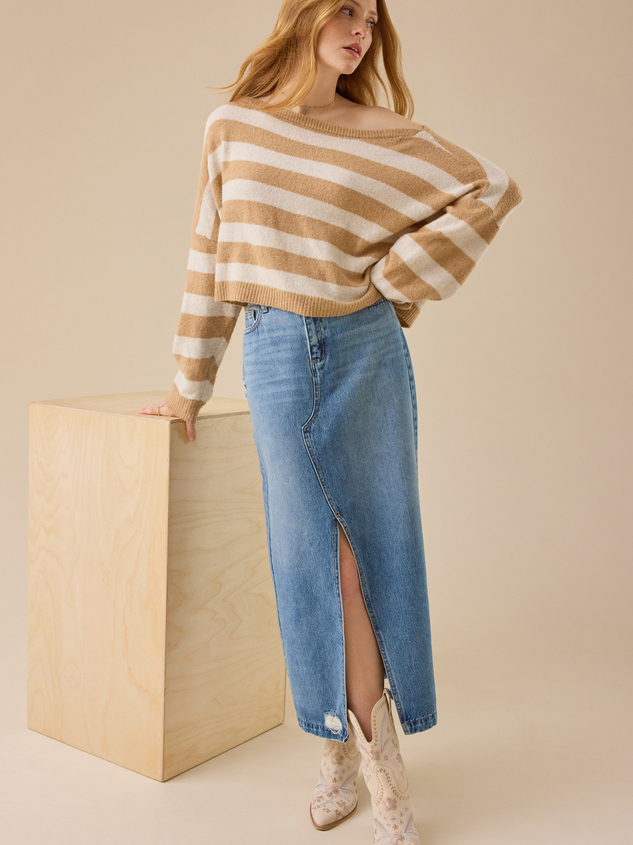Bratton Denim Midi Skirt - ARULA
