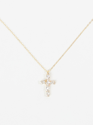 Bagette Cross Charm Necklace - ARULA