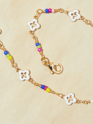 Clover Colorful Beaded Gold Necklace - ARULA
