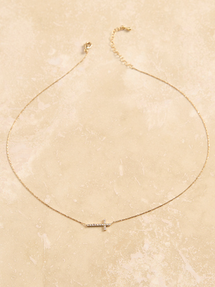 18K Gold Dipped Crystal Cross Necklace - ARULA