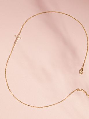18k Gold Rhinestone Cross Necklace - ARULA